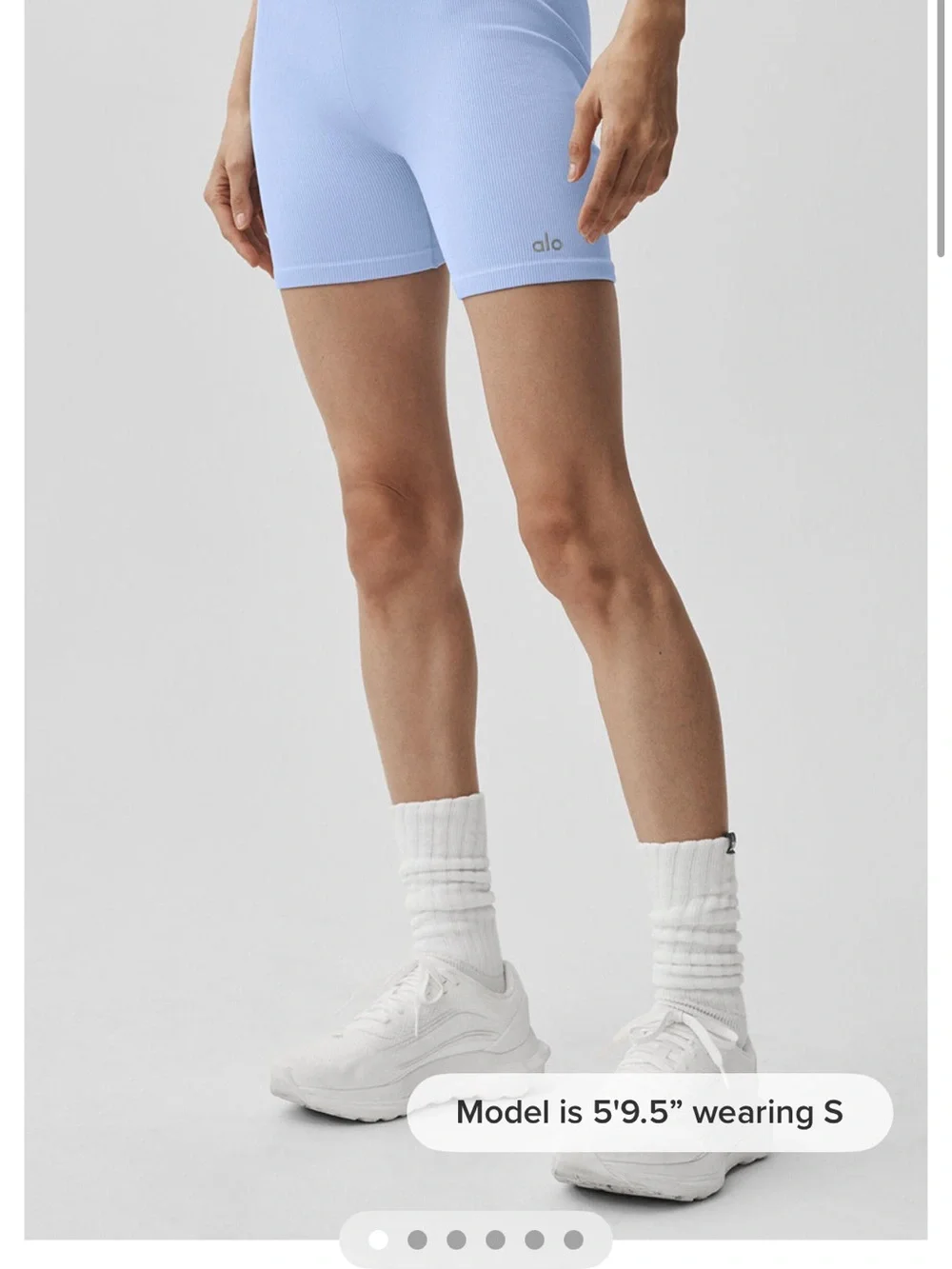 ALO Yoga High-Waist Ribbed Bike Shorts - Light Provence Blue